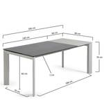 Eettafel Retie I keramiek & glas/staal - Donkergrijs - Breedte: 140 cm - Heldergrijs