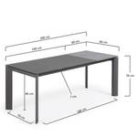 Eettafel Retie II glas/staal - Grafiet - Breedte: 140 cm