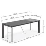 Eettafel Retie II keramiek & glas/staal - Grafiet - Breedte: 160 cm