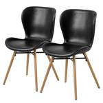 Chaises Livaras IV Imitation cuir / Chêne massif - Noir vintage - Lot de 2