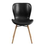 Chaises Livaras IV Imitation cuir / Chêne massif - Noir vintage - Lot de 2