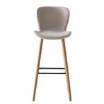 Chaises de bar Livaras (lot de 2) Hévéa massif - Hévéa - Tissu Radis: Crème