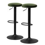 Tabourets de bar Flippin II (lot de 2) Velours/ Fer - Vert foncé / Noir