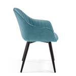 Chaises à accoudoirs Haslet I (lot de 2) Velours / Acier - Noir - Turquoise