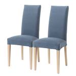 Chaises capitonnées Ellerby I (lot de 2) Tissu / Hêtre massif - Hêtre - Bleu jean