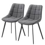 Gestoffeerde stoelen Kellia (set van 2) kunstleer/staal - zwart - Vintage Grijs