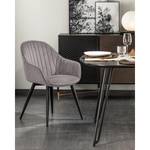 Chaises à accoudoirs Haslet I (lot de 2) Velours / Acier - Noir - Gris