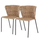 Eetkamerstoelen Rantin I (set van 2) rotan/staal - rotan/zwart