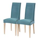 Stoelen Ellerby II (set van 2) fluweel/massief beukenhout - beukenhout - Turquoise