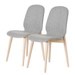 Chaises capitonnées Juuma (lot de 2) Tissu composite Vedi: Gris clair - Chêne clair