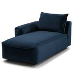 Modulaire chaise longue BUCKLEY fluweel - Velours Shyla: Donkerblauw - Armleuning vooraanzicht links