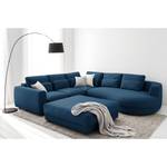 Gestoffeerde hocker WILLOWS geweven stof - Geweven stof Anda II: Blauw