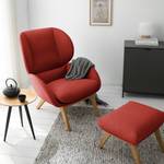 Fauteuil MAROLS Tissu Saia: Carmin - Chêne clair