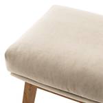 Gestoffeerde hocker MAROLS Velours Shyla: Beige - Lichte eikenhouten