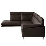 Ecksofa Lillian II Echtleder - Echtleder Neka: Dunkelbraun - Breite: 276 cm - Ottomane davorstehend links