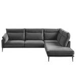 Ecksofa Lillian II Samt - Samt Shyla: Grau - Breite: 276 cm - Ottomane davorstehend rechts