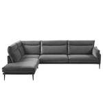 Ecksofa Lillian II Samt - Samt Shyla: Grau - Breite: 309 cm - Ottomane davorstehend links