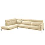 Ecksofa Lillian II Echtleder - Echtleder Neka: Creme - Breite: 309 cm - Ottomane davorstehend links