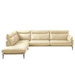 Ecksofa Lillian II Echtleder - Echtleder Neka: Creme - Breite: 309 cm - Ottomane davorstehend links