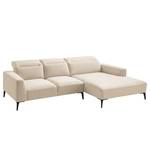 Hoekbank BERRIE met chaise longue geweven stof - Geweven stof Saia: Beige - Breedte: 265 cm - Longchair vooraanzicht rechts