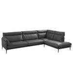 Ecksofa Lillian II Echtleder - Echtleder Neka: Grau - Breite: 309 cm - Ottomane davorstehend rechts