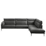 Ecksofa Lillian II Echtleder - Echtleder Neka: Grau - Breite: 309 cm - Ottomane davorstehend rechts