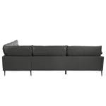 Ecksofa Lillian II Echtleder - Echtleder Neka: Grau - Breite: 309 cm - Ottomane davorstehend rechts