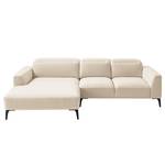 Hoekbank BERRIE met chaise longue Geweven stof Saia: Beige - Breedte: 265 cm - Longchair vooraanzicht links