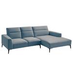 Ecksofa BERRIE mit Longchair Webstoff - Webstoff Saia: Denim - Breite: 266 cm - Longchair davorstehend rechts