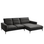 Ecksofa BERRIE mit Longchair Webstoff Milan: Anthrazit - Breite: 265 cm - Longchair davorstehend rechts