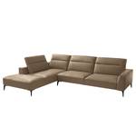 Ecksofa BERRIE mit Ottomane Echtleder - Echtleder Neto: Taupe - Breite: 325 cm - Ottomane davorstehend links