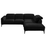 Ecksofa BERRIE mit Ottomane Webstoff - Webstoff Saia: Anthrazit - Breite: 263 cm - Ottomane davorstehend rechts