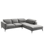 Ecksofa BERRIE mit Ottomane Webstoff - Webstoff Milan: Hellgrau - Breite: 263 cm - Ottomane davorstehend rechts