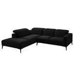 Ecksofa BERRIE mit Ottomane Webstoff - Webstoff Saia: Anthrazit - Breite: 263 cm - Ottomane davorstehend links