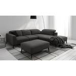 Ecksofa BERRIE mit Ottomane Webstoff Milan: Anthrazit - Breite: 263 cm - Ottomane davorstehend rechts