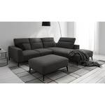 Ecksofa BERRIE mit Ottomane Webstoff Milan: Anthrazit - Breite: 263 cm - Ottomane davorstehend rechts