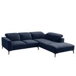 Ecksofa BERRIE mit Ottomane Webstoff - Webstoff Milan: Dunkelblau - Breite: 263 cm - Ottomane davorstehend rechts