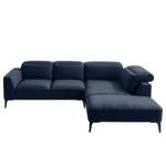 Ecksofa BERRIE mit Ottomane Webstoff - Webstoff Milan: Dunkelblau - Breite: 263 cm - Ottomane davorstehend rechts