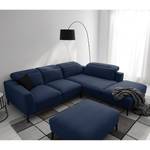 Ecksofa BERRIE mit Ottomane Webstoff - Webstoff Milan: Dunkelblau - Breite: 263 cm - Ottomane davorstehend rechts