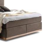 Lit boxspring Levana Tissu / Partiellement en hêtre massif - Gris - 200 x 200cm - D4 ferme