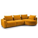 Divano angolare con penisola BUCKLEY Velluto - Velluto Shyla: giallo-arancio - Longchair preimpostata a destra