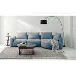 Ecksofa BUCKLEY mit Ottomane Webstoff - Webstoff Saia: Denim - Longchair davorstehend rechts