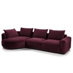 Ecksofa BUCKLEY mit Ottomane Samt - Samt Shyla: Aubergine - Longchair davorstehend links