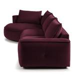 Ecksofa BUCKLEY mit Ottomane Samt - Samt Shyla: Aubergine - Longchair davorstehend links