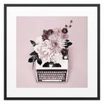 Tableau déco Machine à écrire & fleurs Rose