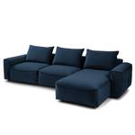 Hoekbank BUCKLEY met chaise longue fluweel - Velours Shyla: Donkerblauw - Longchair vooraanzicht rechts