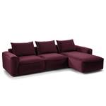 Ecksofa BUCKLEY mit Longchair Samt Shyla: Aubergine - Longchair davorstehend rechts