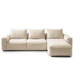 Hoekbank BUCKLEY met chaise longue geweven stof - Geweven stof Saia: Beige - Longchair vooraanzicht rechts