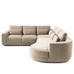 Ecksofa WILLOWS 2-Sitzer mit Ottomane Samt - Samt Shyla: Beige - Ottomane davorstehend rechts