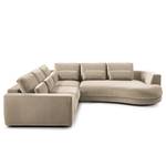 Ecksofa WILLOWS 2-Sitzer mit Ottomane Samt - Samt Shyla: Beige - Ottomane davorstehend rechts